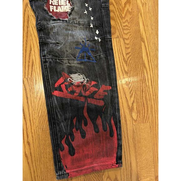 Makobi Men's Black Jeans 38 x 32 96281 Trap or Die - Picture 6 of 11